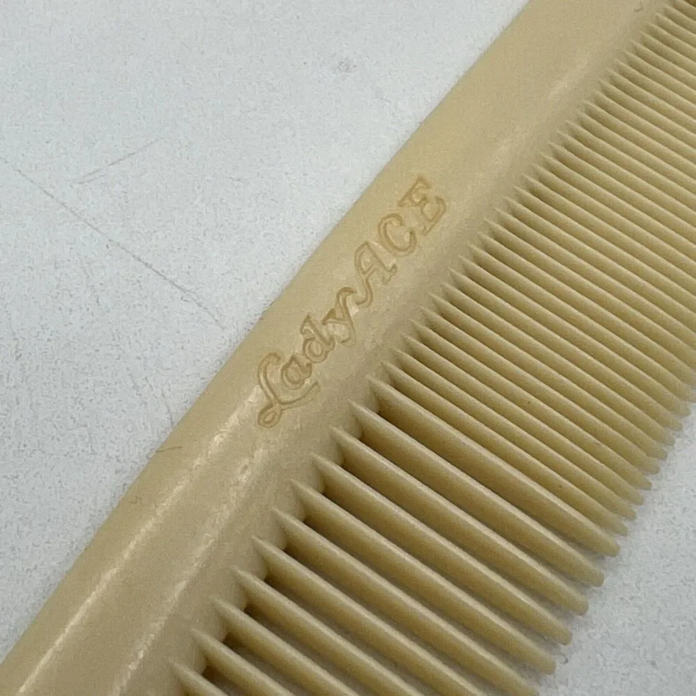 Vintage Lady Ace White Plastic Hair Comb 7